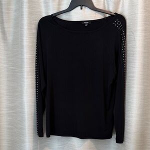 Premise Black Long Sleeve Top with Studded Sleeves